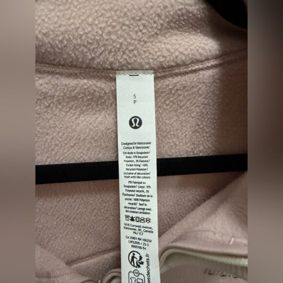 Lulu Lemon Small Pink Tumbled Fleece Half-Zip Jacket. πβ‘οΈ - Picture 2 of 3